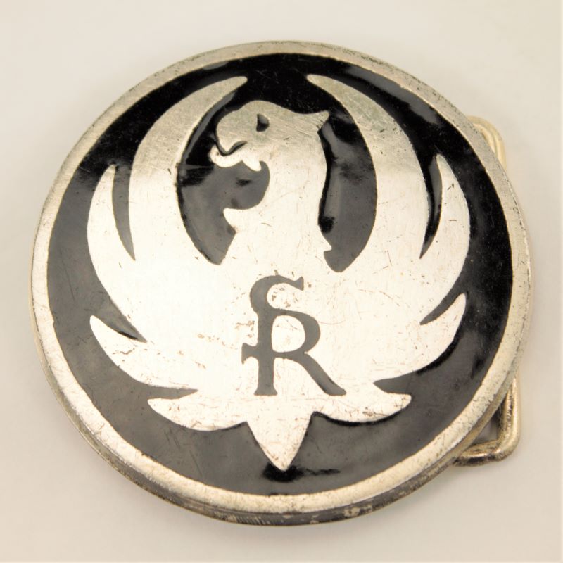 Ruger SR  Black Logo Brass Belt Buckle